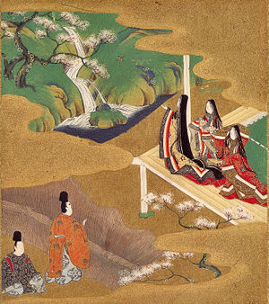 Ilustration of the Genji Monogatari, ch.5–Waka...