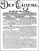 Der Eigene, stirnerist pioneer gay activist publication Der Eigene - 1896.jpg