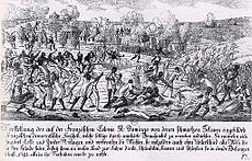 Slave revolt in Saint Domingue Fire in Saint-Domingo 1791, German copper engraving.jpg