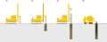 Schema der Herstellung eines Bohrpfahls.