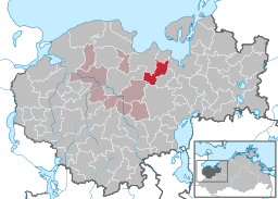 Läget för kommunen Gägelow i Landkreis Nordwestmecklenburg