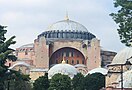 Chrám Hagia Sofia v Konstantinopoli, pohled na původní stavbu (bez minaretů)