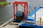 千歳川に設置されたインディアン水車（2008年9月）