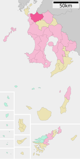 Situering van Izumi in de prefectuur Kagoshima