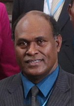 John Maneniaru poses for an official photo as part of the delegation led by Solomon Islands Prime Minister Manasseh Sogavare (26 September 2017) in Taipei, Taiwan