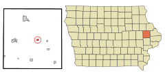 Jones County Iowa Incorporated and Unincorporated areas Center Junction Highlighted.svg