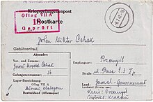 Carta del general Leopold Cehak per a Wiktor Cehak des d'Oflag VII-A Murnau del 8 de juliol de 1942.