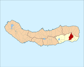 Location of the civil parish seat of Nossa Senhora dos Remédios in the municipality of Povoação