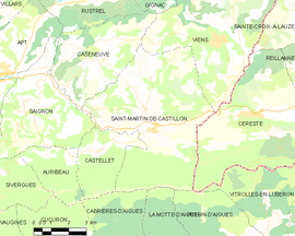 Mapa obce Saint-Martin-de-Castillon