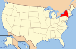 Kort over USA med New York markeret