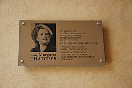 Plaque commemorating the visit of British Prime Minister Margaret Thatcher at the "Gutenberg House"