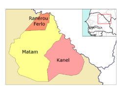 Matam région, dividit intae 3 départements