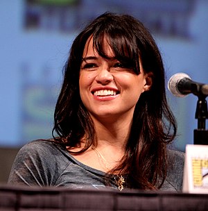 English: Actress Michelle Rodriguez on the Bat...
