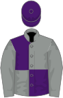 Grey and purple (quartered), grey sleeves, purple cap