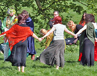 Wiccans gather for a handfasting ceremony at A...