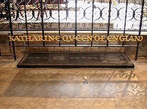 Peterborough Cathedral, the grave of Katherine...