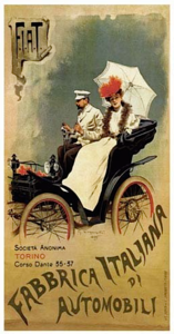 F.I.A.T. Società Anonyma Torino Fabbrica Italiana d'Automobili, affiche lithographique, 165 × 110 cm.