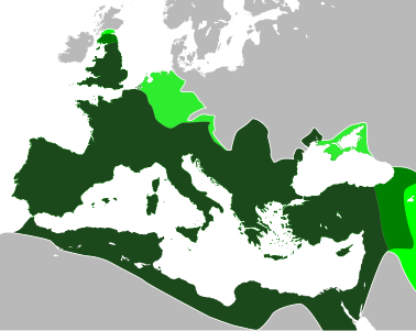 Map of territory claimed by the Roman Empire. (Colored green)