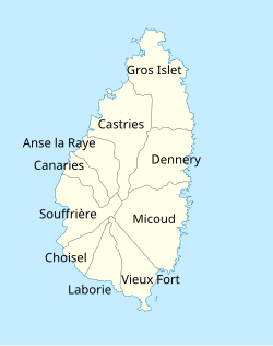 Districts of Saint Lucia Saint Lucia, administrative divisions - fr - monochrome.svg