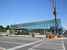 Line 5 Eglinton's Science Centre station under construction in 2020 Science Centre station main entrance (2020-06).jpg