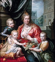 Portrait of Sophia Hedwig van Brunswijk-Wolfenbuttel as Caritas with her sons
