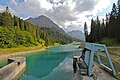 Stausee Isel oder Iselsee bei Arosa, Blick auf Schafrügg