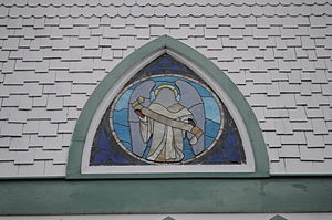 English: Stained glass, Crossroads Community C...