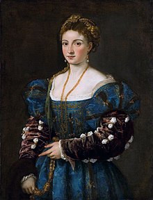 Old three-quarters-length portrait of a woman dressed very richly
