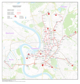 Netwerkkaart van de Tram van Düsseldorf