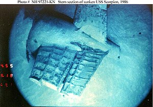 Navy photo of Scorpion's stern (wreck)