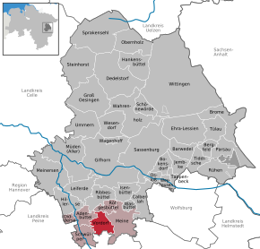 Poziția Vordorf pe harta districtului Gifhorn