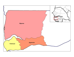 Departamentele regiunii Ziguinchor