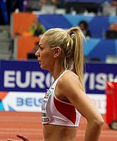 Ivona Dadic beendete den Wettkampf nach dem 200-Meter-Lauf, (Disqualifikation wegen Bahnübertretung)