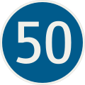 250-50 Najnižšia dovolená rýchlosť (50 km/h)