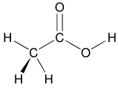 The family of carboxylic acids contains a carboxyl (-COOH) functional group. Acetic acid, shown here, is an example. Acetic acid atoms.svg