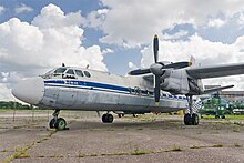 Former Lithuanian Air Force An-26B in early 1990s paintscheme, Kaunas Aleksotas (EYKS) airfield Antonov An-24.jpg