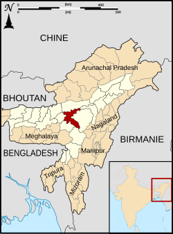 Location of Nagaon district in Assam