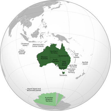 A map of Australia's states and territories Australia states and territories labelled.svg