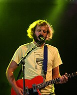 American singer-songwriter Justin Vernon performing with Bon Iver in Sweden in 2009.