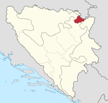 Brčko'nun Bosna-Hersek'teki konumu
