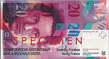 Vingt Francs Zwantig Franken Venti Franchi Vantg Francs, Face recto