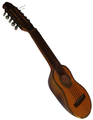 Un charango, un instrumento de cuerda pulsada tradicional andino.