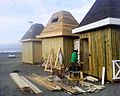 Construction of the new kiosks in the Las Terrazas beach. Only 6 kiosks have been constructed in the town.