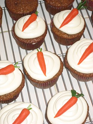 Carrot cake cupcakes with cream cheese butterc...