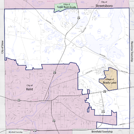 Map of Franklin Township showing the borders and streets with main roads highlighted.