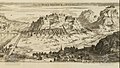 Gravure de 1691 représentant le fort de Mont-Mélian, avec la mention « Mont Garnier » à droite.