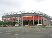Het stadion tijdens de eerste uitbreiding.