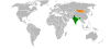 Location map for India and Mongolia.