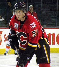 Jason Jaffray Calgary Flamesin peliasussa vuonna 2009.