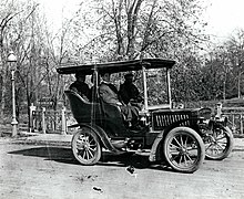 Jesse French Sr. at the wheel of a 1904 St. Louis